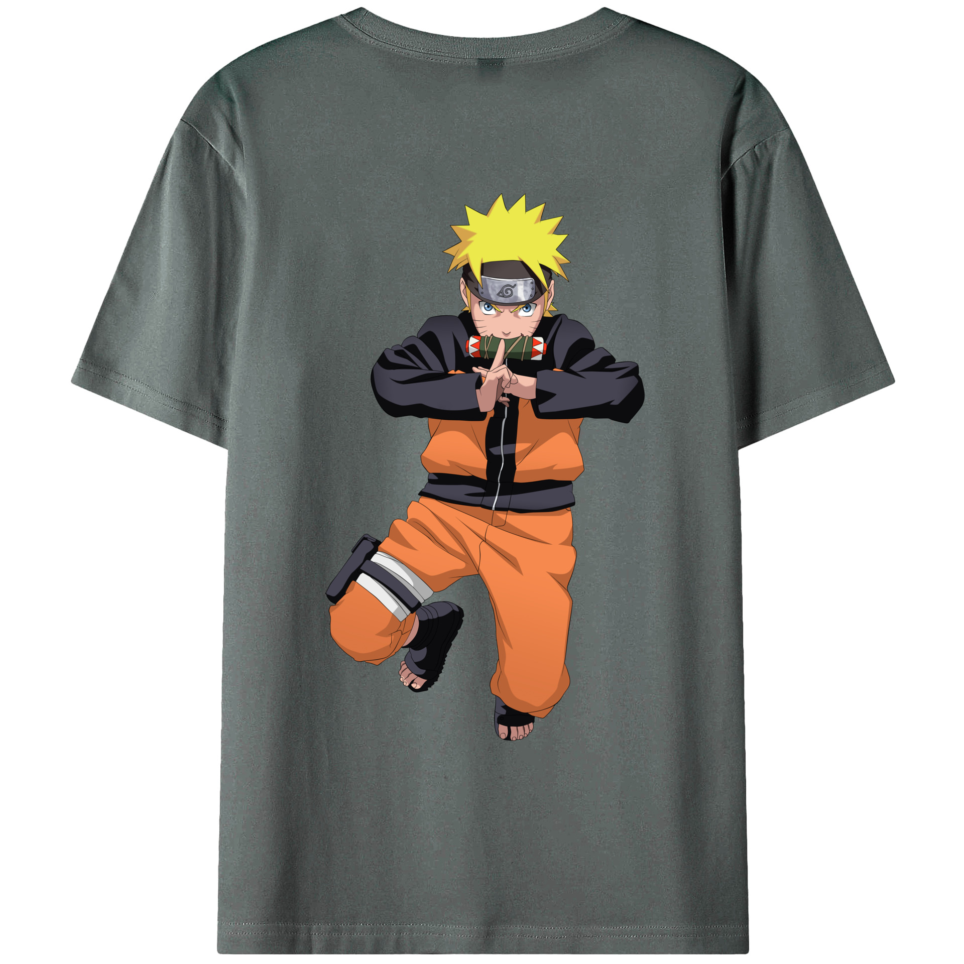 （画像用） NARUTO -ナルト- うずまき ナルト Uzumaki Naruto 綿100％ メンズ半袖Tシャツ（バックプリント） 通気性
